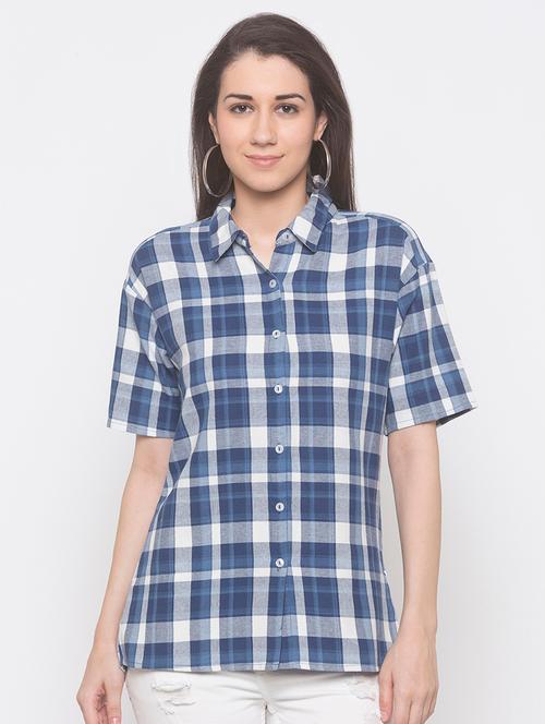 drop shoulder checkered shirt - 16893334 - Very Small Image - 1