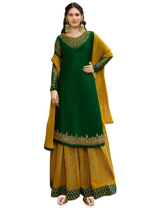 embroidered semi-stitched suit - 16893375 - Very Small Image - 1