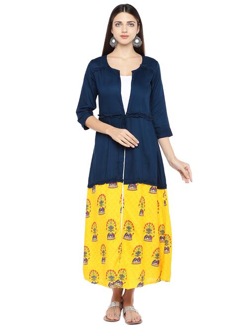 blue viscose aline kurta - 16893428 - Very Small Image - 1