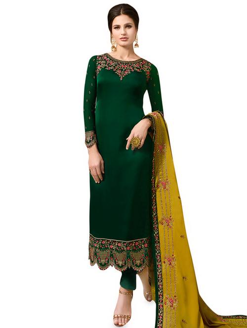 embroidered semi-stitched suit - 16893460 - Very Small Image - 1