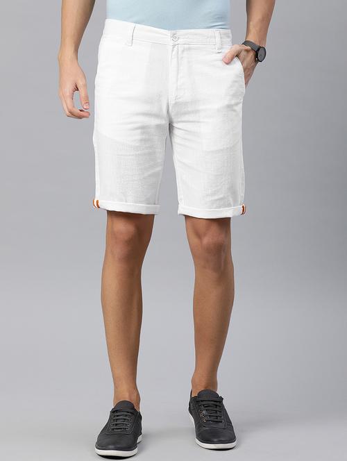 white solid slim fit shorts - 16894457 - Very Small Image - 1