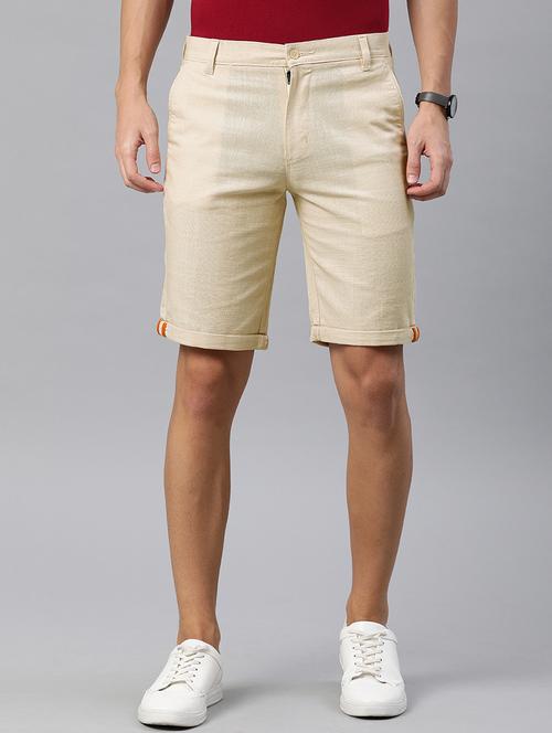 beige solid bermuda shorts - 16894458 - Very Small Image - 1