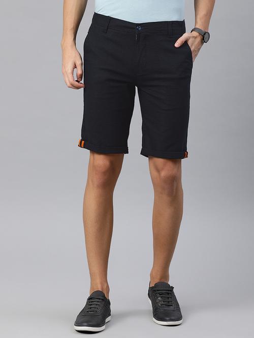 navy blue solid bermuda shorts - 16894462 - Very Small Image - 1