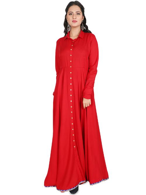 solid flared kurta - 16894538 - Very Small Image - 1