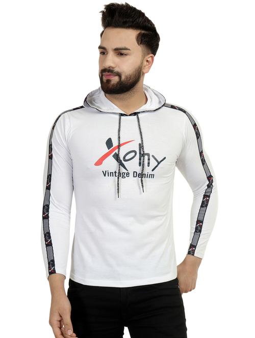 white taped hooded t-shirt  - 16895121 - Very Small Image - 1