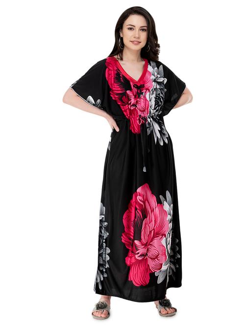 v-neck floral nighty  - 16895515 - Very Small Image - 1