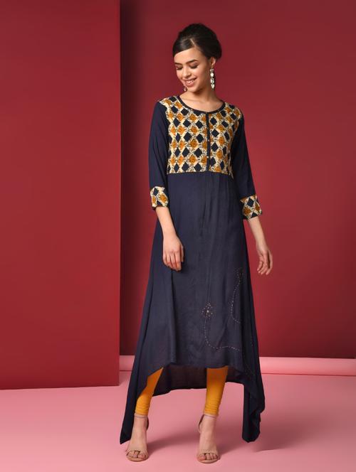 printed asymmetric kurta - 16895536 - Very Small Image - 1