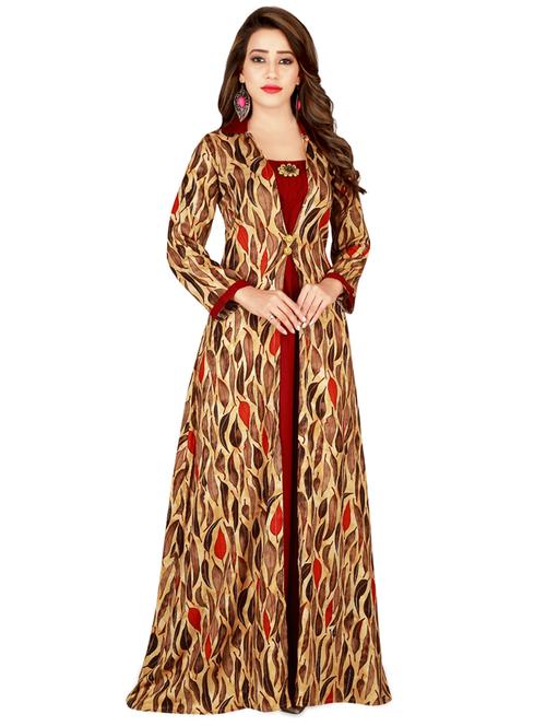 printed a-line ethnic dress - 16895700 - Very Small Image - 1