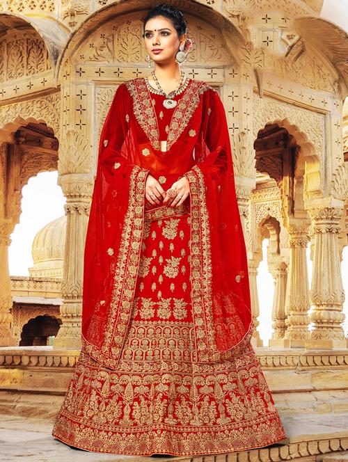 embroidered a-line lehenga - 16896979 - Very Small Image - 1