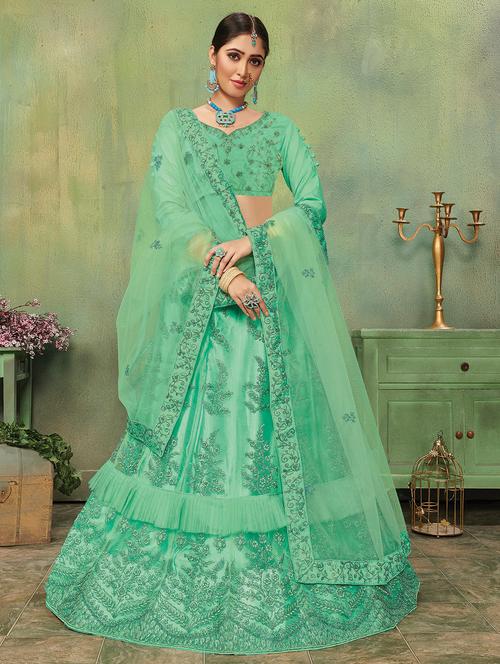 embroidered a-line lehenga - 16896997 - Very Small Image - 1