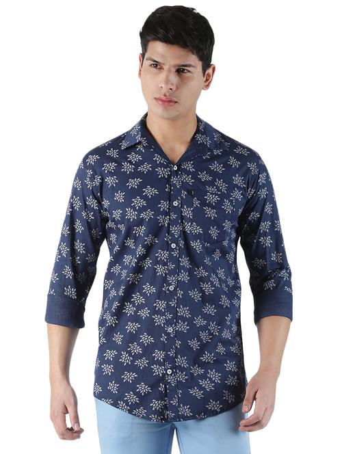 navy blue printed casual shirt - 16901578 - Very Small Image - 1