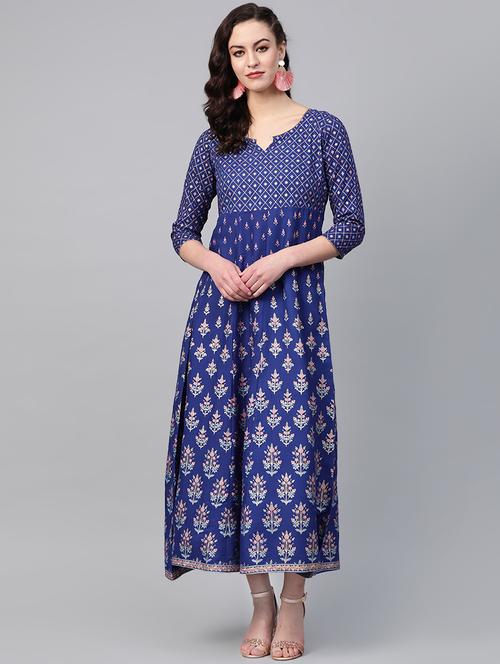 gold print anarkali ethnic dress  - 16901856 - Very Small Image - 1