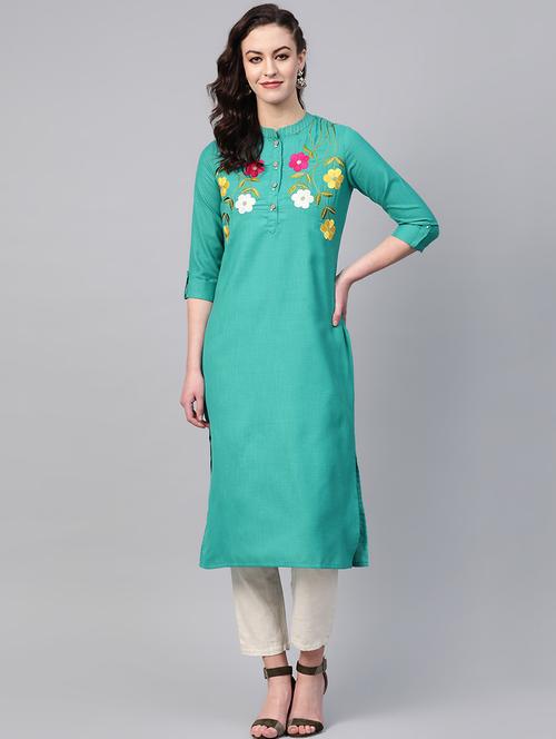 embroidered straight kurta - 16901861 - Very Small Image - 1