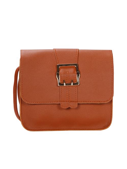 tan leatherette (pu) sling bag - 16902202 - Very Small Image - 1