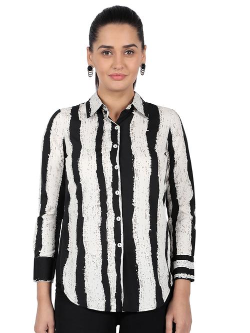 curved hem striped shirt  - 16903595 - Very Small Image - 1