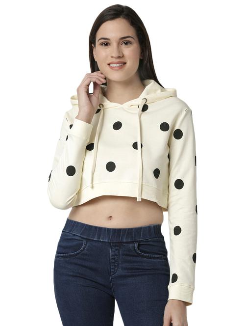 hooded neck polka dot crop sweatshirt - 16903957 - Very Small Image - 1