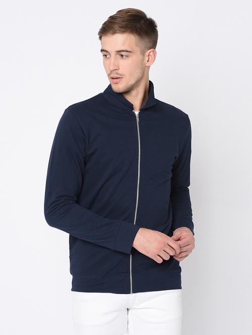 navy blue solid casual jacket - 16904197 - Very Small Image - 1