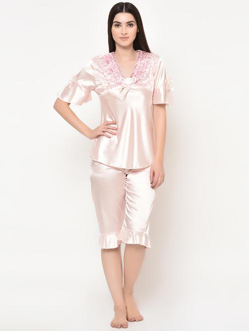 lace detail top with nightwear capri set  - 16907978 - Very Small Image - 1