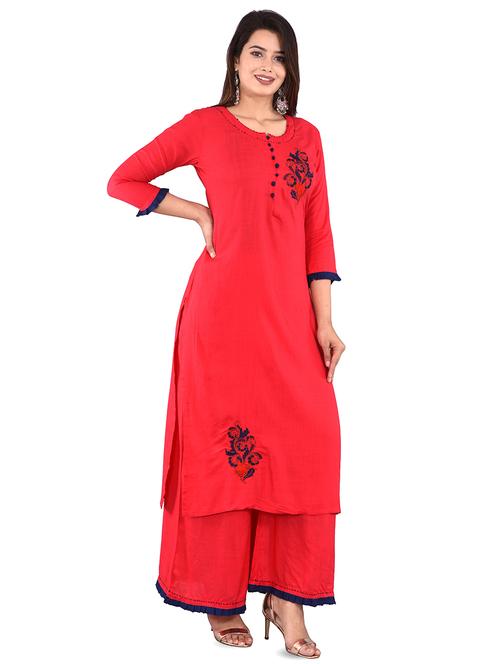 embroidered kurta palazzo set - 16908118 - Very Small Image - 1