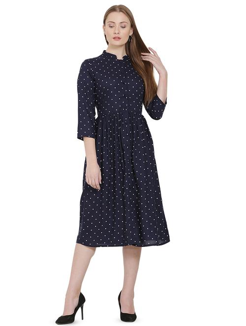 women's fit & flare self design dress - 16908232 - Very Small Image - 1