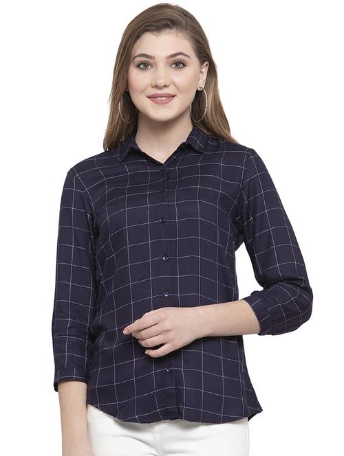 curved hem checkered shirt  - 16908640 - Very Small Image - 1