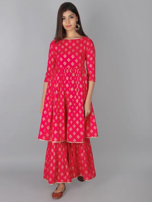 ethni motif kurta palazzo set - 16909094 - Very Small Image - 1