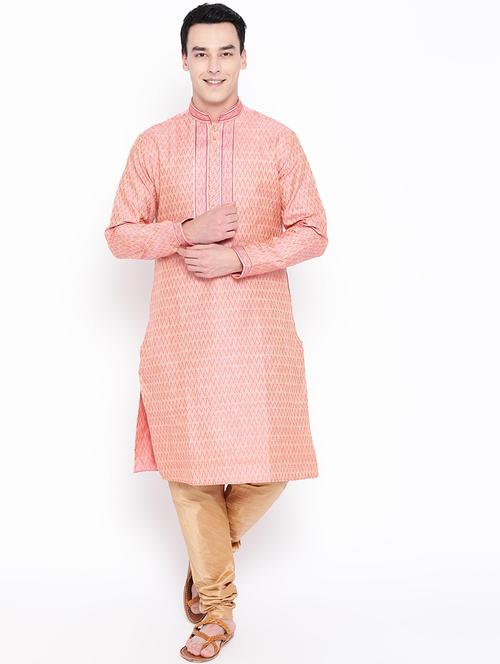 pink woven kurta pyjama set - 16909227 - Very Small Image - 1