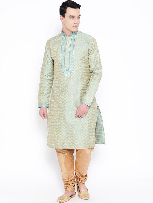 light blue woven kurta pyjama set - 16909233 - Very Small Image - 1