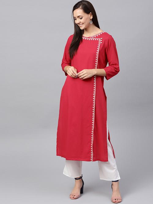 embroidered straight kurta - 16909817 - Very Small Image - 1