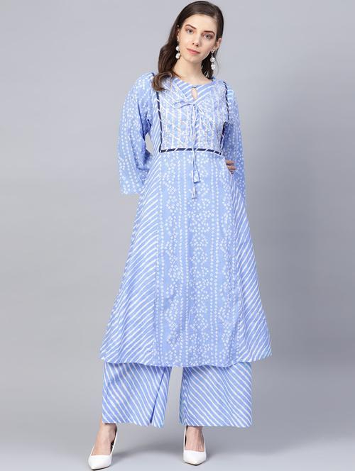 Bandhani Kurta Palazzo Set - 16909868 - Very Small Image - 1
