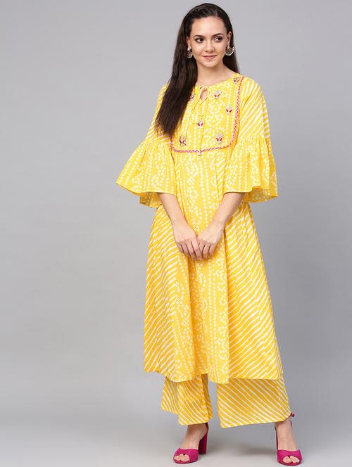 bandhani kurta palazzo set - 16909871 - Very Small Image - 1