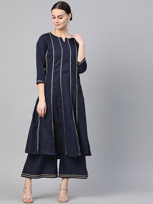 gota work kurta palazzo set - 16909894 - Very Small Image - 1