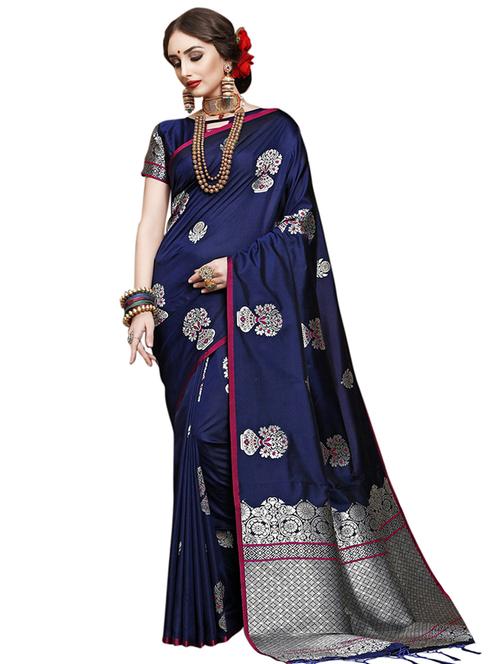 ethnic motifs banarasi saree with blouse - 16909951 - Very Small Image - 1
