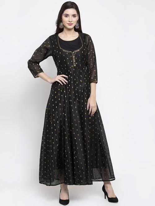 self design layered ethnic dress - 16910523 - Very Small Image - 1
