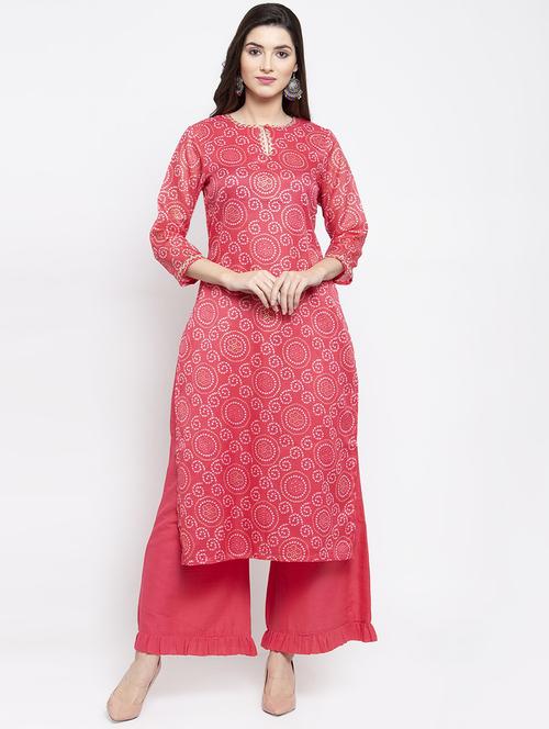 printed kurta palazzo set - 16910537 - Very Small Image - 1