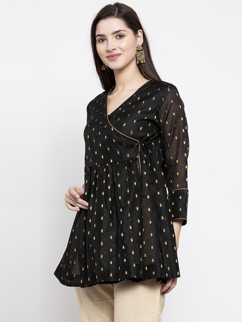 black silk aline kurti - 16910558 - Very Small Image - 1