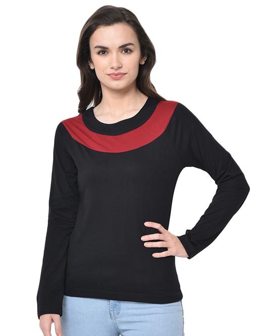 women's color block round neck t-shirt - 16910937 - Very Small Image - 1