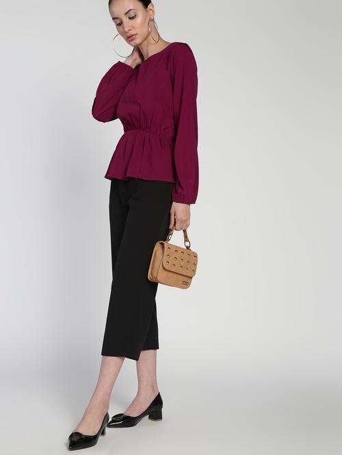 blouson waist solid top  - 16911275 - Very Small Image - 1