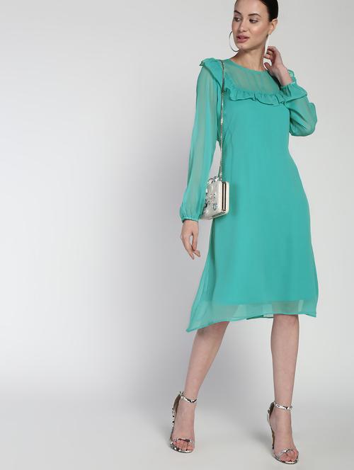 sheer panel frill detail a-line dress  - 16911308 - Very Small Image - 1