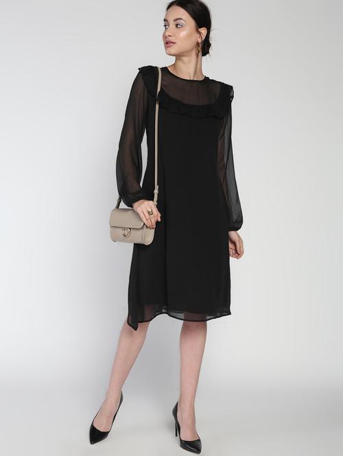 sheer panel frill detail a-line dress  - 16911310 - Very Small Image - 1