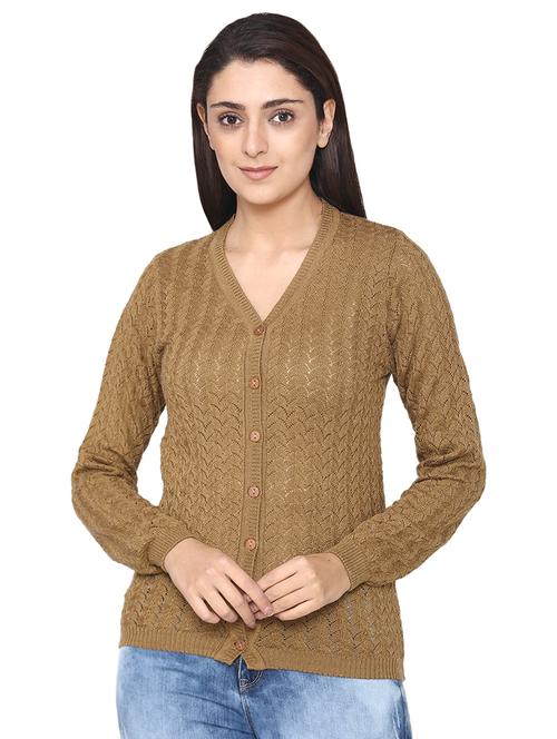 full sleeve self buttoned wool cardigan - 16911347 - Very Small Image - 1