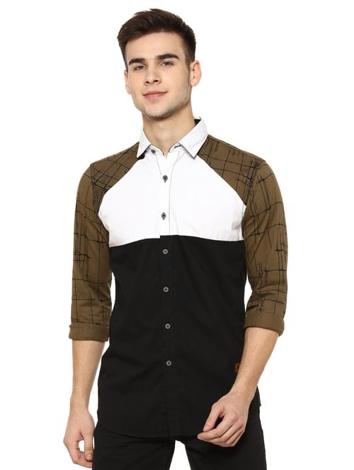 mens color block casual shirt - 16913009 - Very Small Image - 1