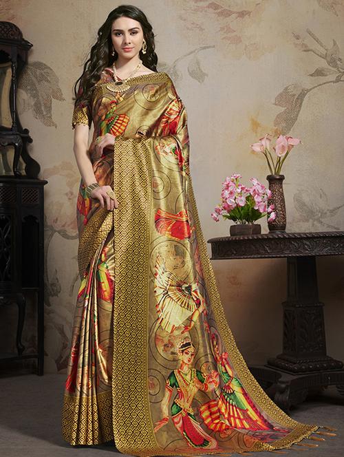 conversational printed saree with blouse - 16913485 - Very Small Image - 1