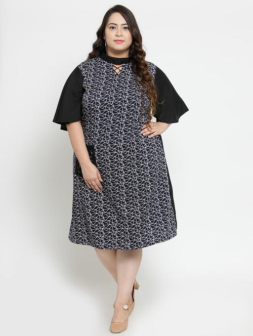 mock neck abstract plus dress  - 16914399 - Very Small Image - 1