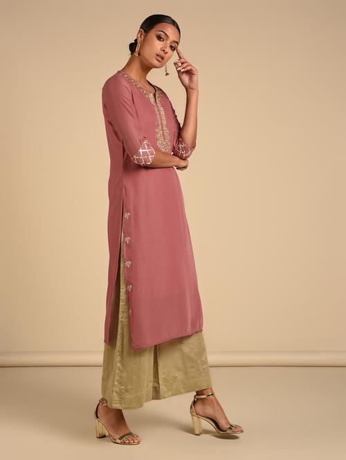 yoke embroidered straight kurta - 16915353 - Very Small Image - 1