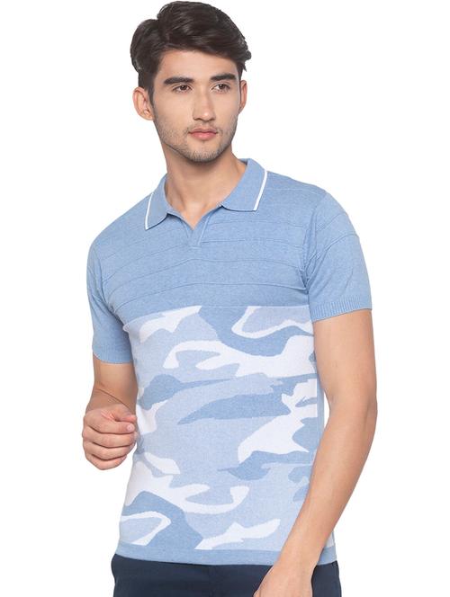 blue camouflage print cut & sew t-shirt - 16915640 - Very Small Image - 1
