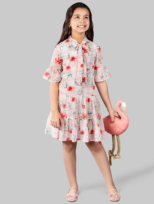 pink polyester frock - 16915959 - Very Small Image - 1