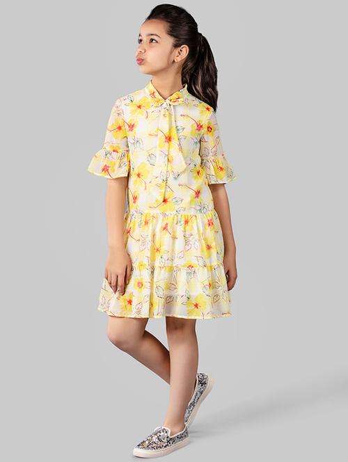 yellow polyester frock - 16915960 - Very Small Image - 1