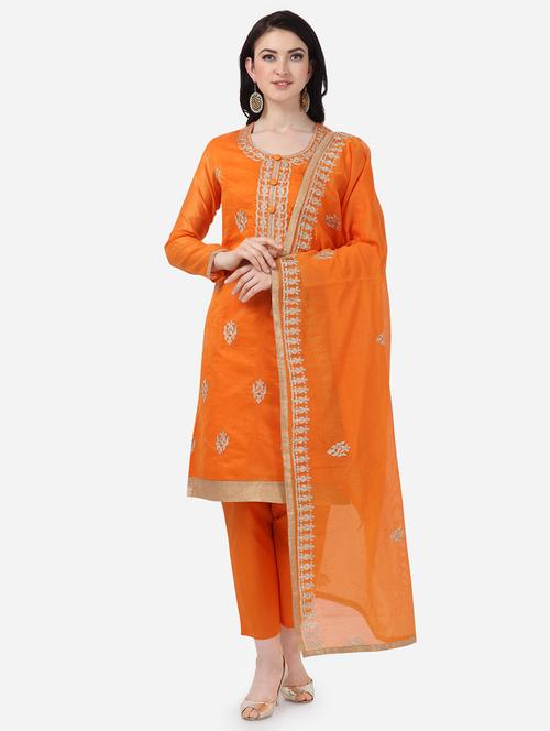 embroidered straight pant unstitched suit - 16917093 - Very Small Image - 1