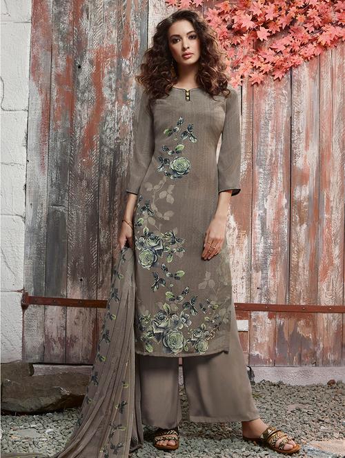 floral palazzo unstitched suit - 16917416 - Very Small Image - 1